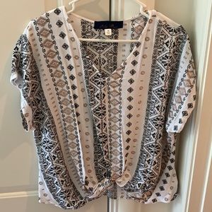 Geometric twist tie blouse